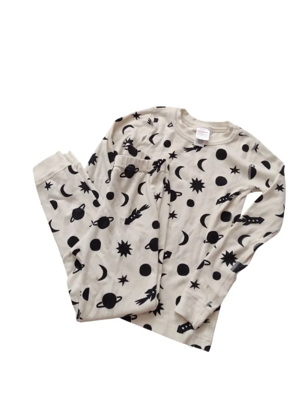 Hanna Andersson Kids Pajamas 6-7 Outer Space Print Organic Cotton Long Johns